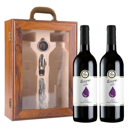 澳州进口EnigmoEsta魔法水滴干红双支木质开窗礼盒送酒具 商品图4