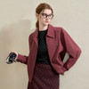西遇翻领梭织夹克女新款枣红色美式复古落肩防风外套D3342228 商品缩略图0