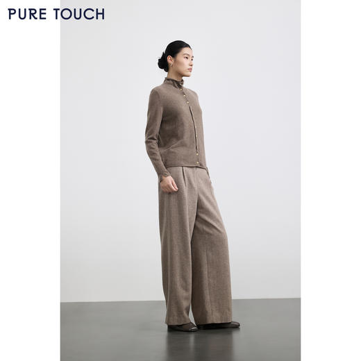 PURE TOUCH女装 25秋冬新款绒毛混纺半高领针织开衫直身宽松外搭 商品图1