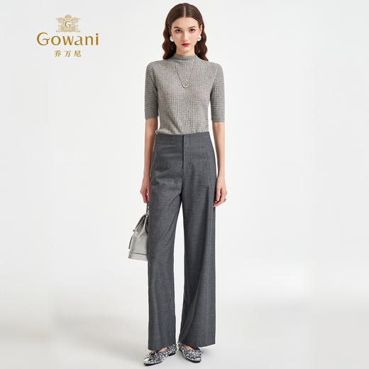 乔万尼新品高级感老钱风高智穿搭直筒显瘦长裤EZ3F148 商品图4