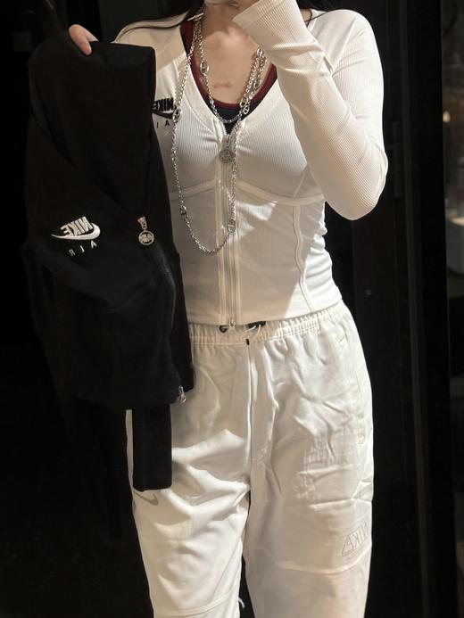 N&K女子修身V领拉链长袖针织衫秋季显瘦紧身鱼骨上衣 商品图7