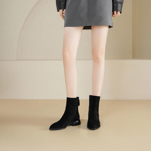 Westory2025年冬季尖头低跟流苏切尔西靴休闲松弛感短靴S25DS85781 商品图3