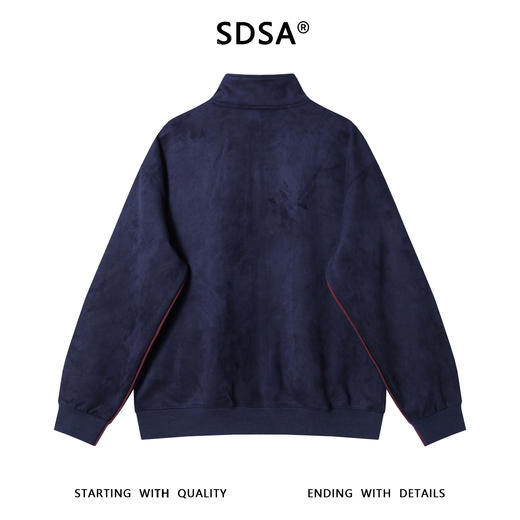 WT230SDSA男士秋冬新款痞帅男装美式绒面撞色拉条立领拉链卫衣百搭时尚 商品图5