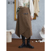 两三事梵高文艺曼城旧事2025冬季新款皮扣装饰菱形格不规则半身裙 商品缩略图0
