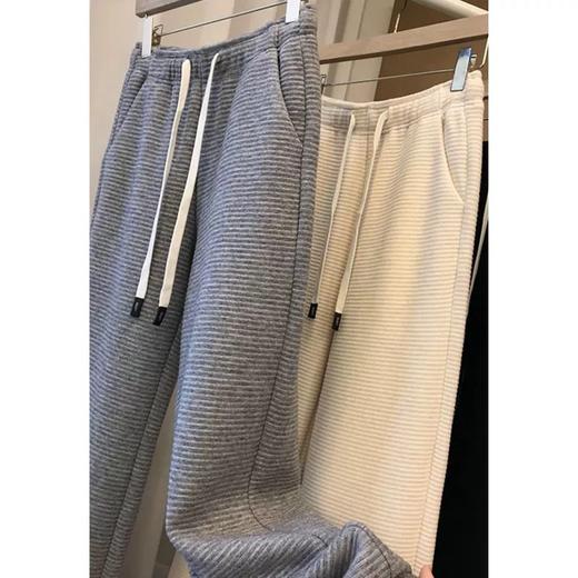 【断码清仓，无退换】上身无可挑剔！巨推荐~2025高腰显瘦加绒垂感纹理抽绳阔腿裤女 商品图0