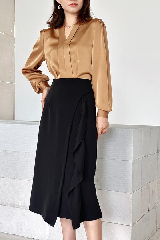 Le Malene 金棕色气质光泽感衬衣上衣 18723 商品图6