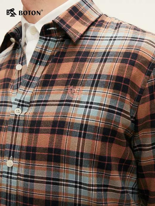 [抗菌除臭]波顿男士春秋冬季 衬衫 磨毛格纹 柔暖合身休闲长袖款MS066324 商品图4