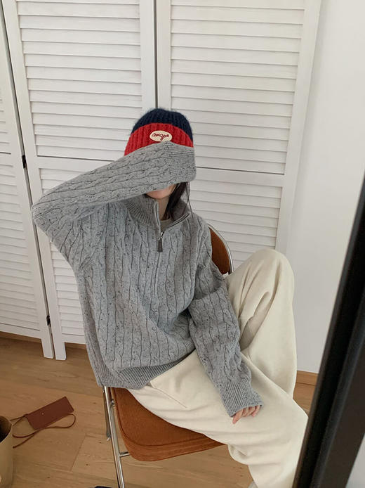 YW羊毛点点麻花半拉链套头毛衣(LH)(LD)-纪念日百货167098281 商品图1