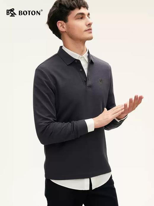 [羊绒桑蚕丝]波顿男士春秋冬 POLO 衫 合身长袖 柔适美式休闲款MT022324 商品图2