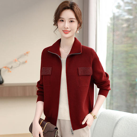 W501-2645-95-168妈妈春装洋气外套2025新款中老年女装时尚短款针织开衫婆婆上衣服 商品图2