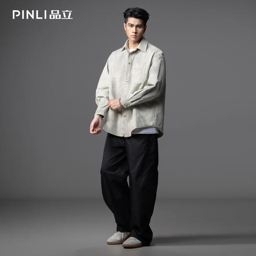 PINLI品立2025秋季新款肌理感宽松长袖衬衫男士潮牌休闲衬衣外套GD253113113 商品图1
