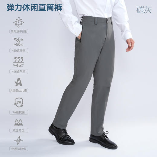 单导25款单湃弹力休闲直筒裤男士西裤商务正装长裤速干防泼溅春秋 商品图1