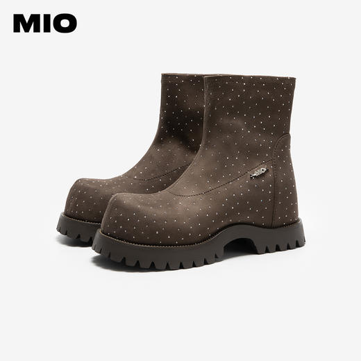 【云粉节】BF楼MIO米奥袜靴2025冬季新款圆头中跟厚底增高百搭弹力靴瘦瘦靴女靴M255652010吊牌价1498活动价1298 商品图1
