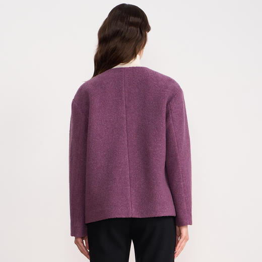 EITIE爱特爱时尚复古紫色单排扣短款宽松毛呢外套2025秋冬新款D2503915 商品图4