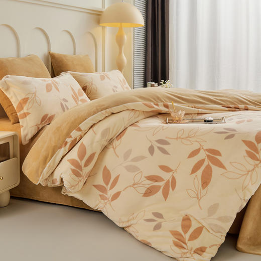 多喜爱 暖暖绒四件套晨晓新叶/时光小憩/叠趣/橙络花织/格苒/琼浪/慕婉/晨露绒光 hl【高克重暖暖绒】【一触即暖】【抗静电】【不易掉毛】细腻绒毛 暖而不闷 透湿排汗 可水洗机洗 双面设计/FX 商品图4