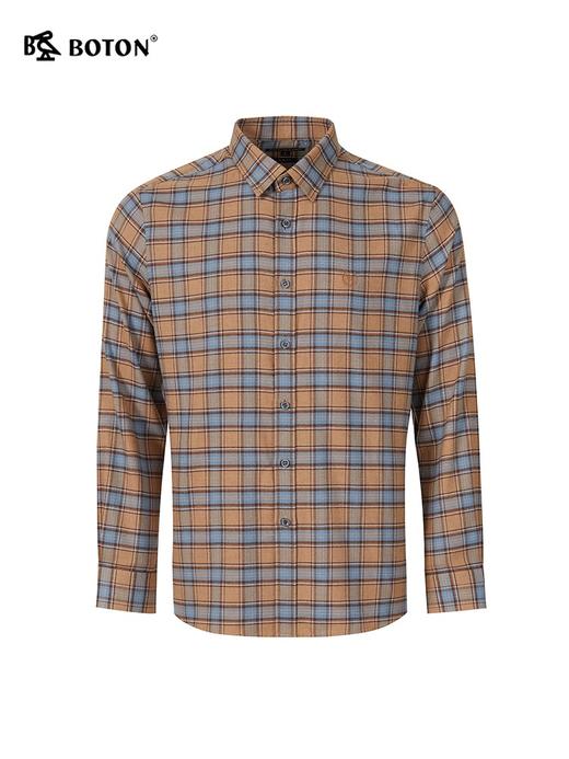 波顿男士春秋冬 衬衫 磨毛格纹 柔挺修身休闲长袖常规款MS708323 商品图5