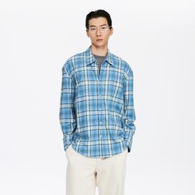 oneup薄法兰绒格子宽松衬衫（男女同款）