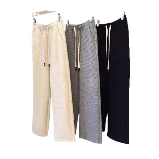 【断码清仓，无退换】上身无可挑剔！巨推荐~2025高腰显瘦加绒垂感纹理抽绳阔腿裤女 商品图4