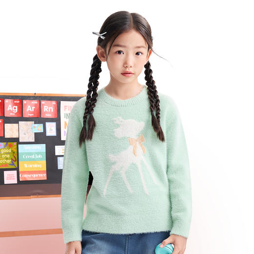 女童圆领长袖针织衫冬季新款安奈儿童装EG544635 商品图1