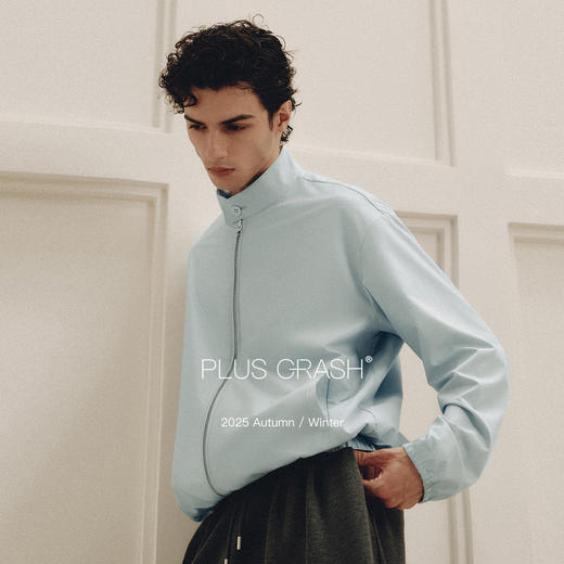 PLUS CRASH老钱风极简高智简约立领长袖拉链夹克秋季外套上衣宽松 商品图1
