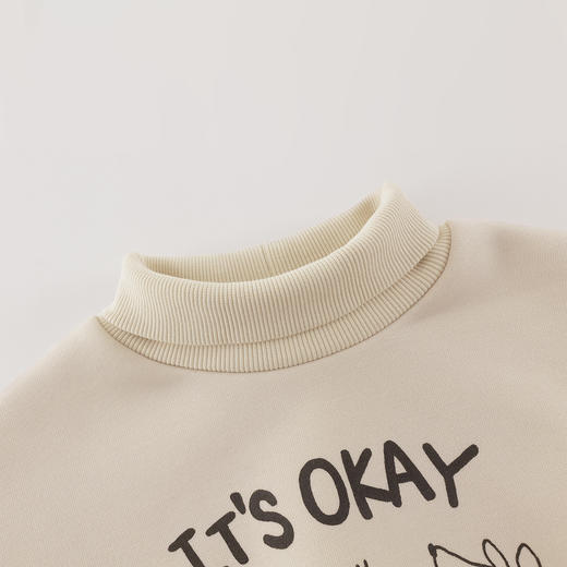 【奥利绒】马克珍妮男童线条小狗高领加绒卫衣2025年冬装新款551159 商品图3