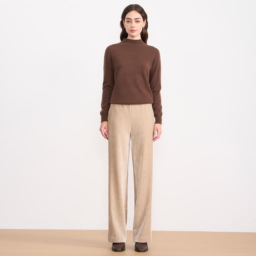EITIE爱特爱气质燕麦色高腰显瘦休闲裤雪尼尔直筒裤2025冬季新款D2505909 商品图1