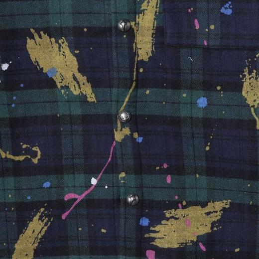 80286SDSA秋冬新款痞帅男装美式泼墨流苏设计纽扣翻领长袖衬衫百搭宽松 商品图4