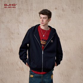 BJHG不计后果摇粒绒纯色连帽卫衣外套男女生秋季美式潮牌情侣外套