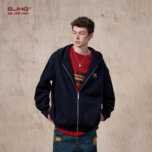 BJHG不计后果摇粒绒纯色连帽卫衣外套男女生秋季美式潮牌情侣外套 商品图0