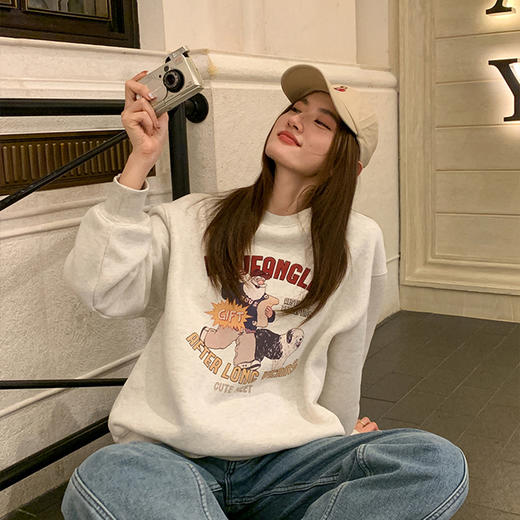 （小眠专属）【单拍不发，两件99元】baozro圆领宽松休闲印花卫衣DJG-5250 商品图4