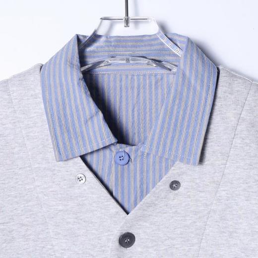 53025SDSA秋冬新款痞帅男装潮牌拼接纽扣开衫翻领假两件卫衣外套百搭 商品图2