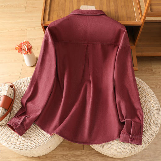 GYH 809休闲简约牛仔衬衫休闲宽松气质上衣翻领衬衣 商品图3