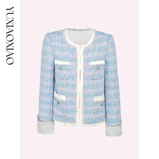 余潇潇【蓝调時光】高级感银丝编织粗花呢拼接缎面小香风外套&马甲 商品图0