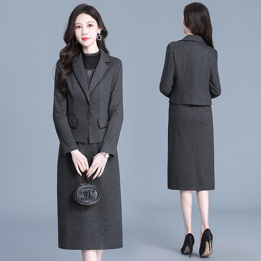 QYM 725002-Y时髦换新两件套连衣裙+西装外套装裙 商品图2
