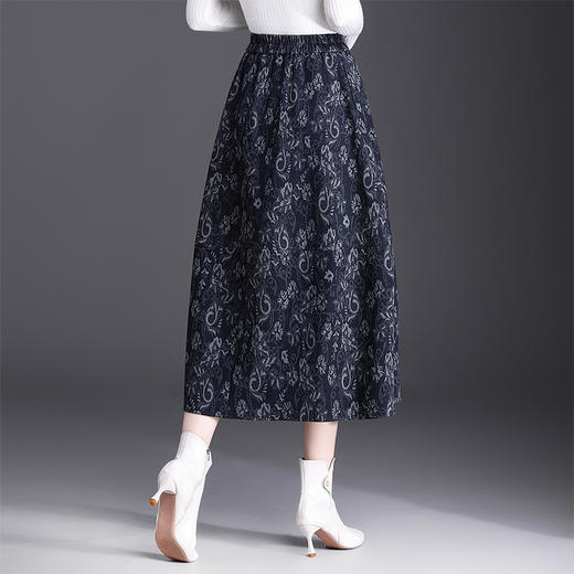 QYM 792-Y时尚优雅半身裙松紧高腰印花裙 商品图2