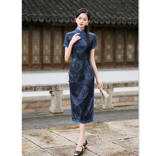GX老上海宽边大码长款旗袍2025初秋新款复古中国风女士宴会气质旗袍 商品图3