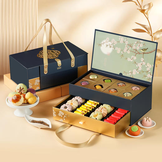 【鎏金纳福礼盒】悠享时杭州特产糕点心礼盒伴手礼下午茶休闲零食礼包年货过年喜饼送礼物843g 商品图0