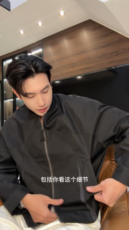 73244SDSA男士秋冬新款痞帅男装韩版纯色拼接压线长袖夹克外套时尚简约 商品图0