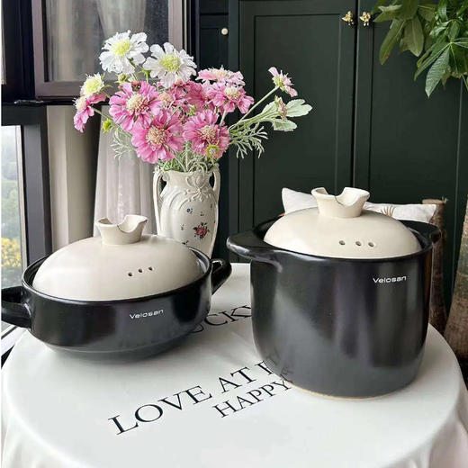 温仑山Velosan 砂锅煲 2.5L/⁥4L可选 进口高岭土+澳洲进口锂辉石；加厚锅体耐用锅身，‭耐热0°C~‏450°C；​质地稠密光滑坚硬；明火/‫电陶炉/烤箱可用 商品图7