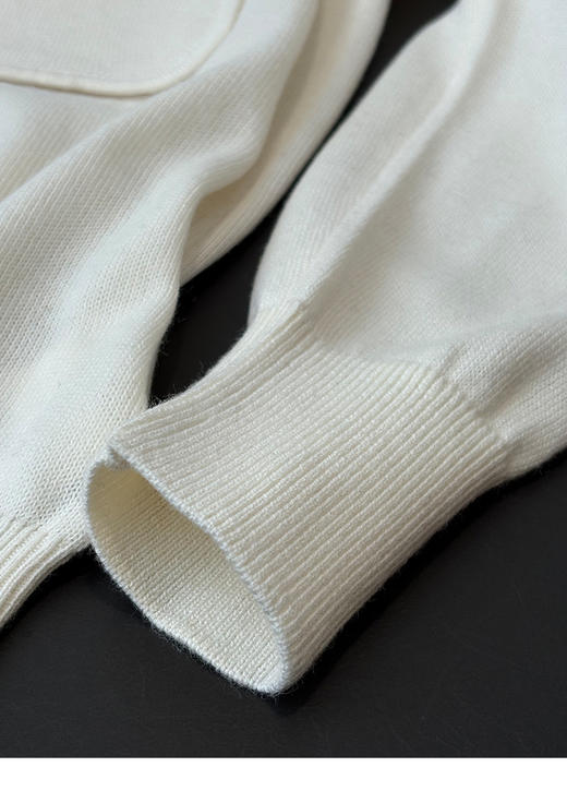 天猫同步【软糯绵羊毛】拉夏贝尔/La Chapelle高级简约双口袋纯色针织开衫女宽松圆领长袖毛衣 商品图10