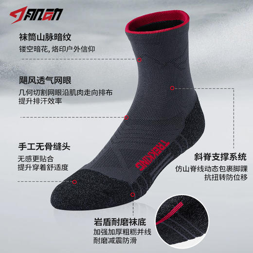 639肌动山行户外登山徒步袜秋冬加厚毛巾底运动袜耐磨专业跑步越野袜 商品图2