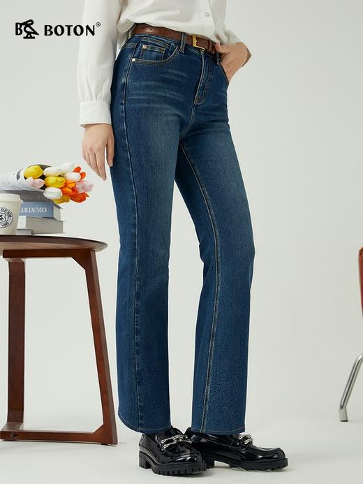 [火山岩]波顿款女士秋冬季加绒修身弹力喇叭牛仔裤LE301323 商品图1