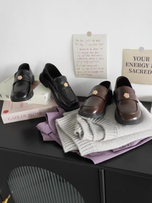 Opel真皮百搭山茶花乐福鞋 商品图0