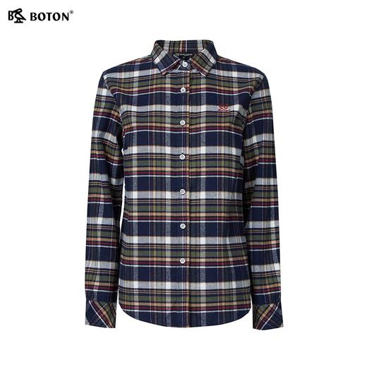 【抗菌防臭】波顿女士春秋冬 格纹衬衫 舒暖净爽 磨毛合身美式长袖休闲款LS017324 商品图5