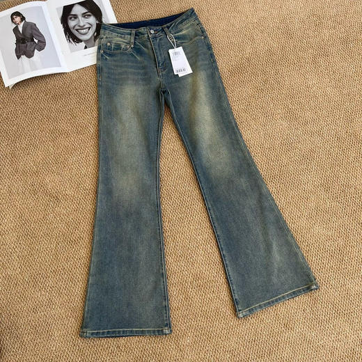 【开放日忙 秒杀价已调 直接拍】江南布衣 手工晕染 四季都可以穿的柔软的会呼吸的牛仔裤 喇叭裤 商品图7