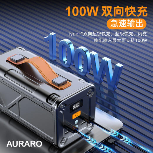 Auraro5万毫安超大容量户外电源|高达的100W闪电回血速率!自带LED探照灯+SOS求救灯|充电宝 商品图4