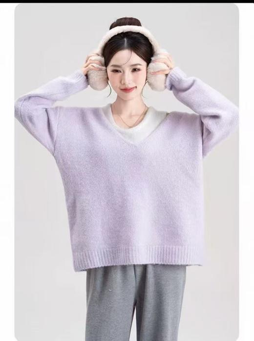 【YW】无忧购 圆领套头毛衣女真两件套宽松软糯背心针织衫套装688（截单后3-5天发货） 商品图4