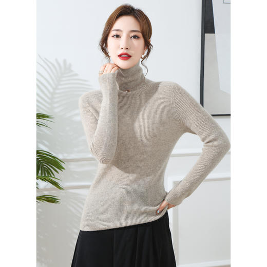 OSL 82059无缝高领山羊绒软糯亲肤弹力基础修身针织打底毛衣 商品图1