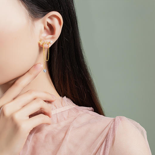 Winys925 银迷离简爱耳钉金色仿珍珠 & 合成立方氧化锆耳饰送女朋友/老婆/闺蜜生日节日礼物 商品图3