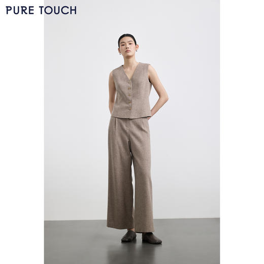 PURE TOUCH女装 25秋冬新款羊毛混纺西装裤通勤高腰直筒厚款长裤 商品图3